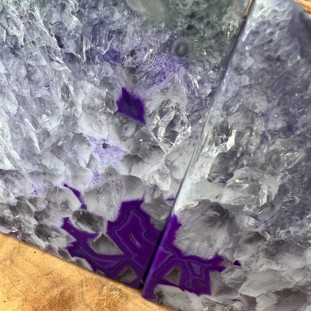 4" Purple Agate Crystal Bookend Pair - Geode Bookend - Boho Home Decor - Picture 10 of 12